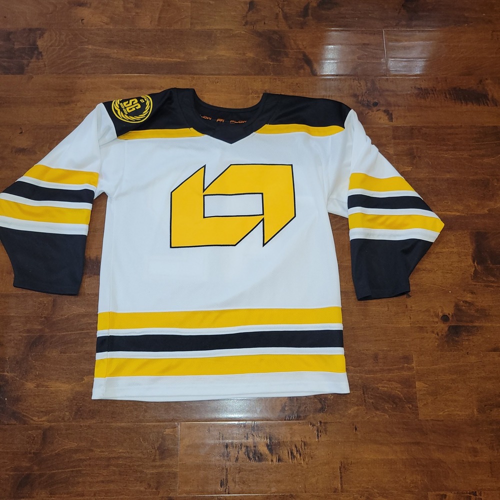 Flow Fi Hockey Jersey Mens Small SG Hockey‎ 2023-2024 White Black Yellow